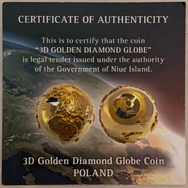 3D Golden Diamond Globe Coin - Poland